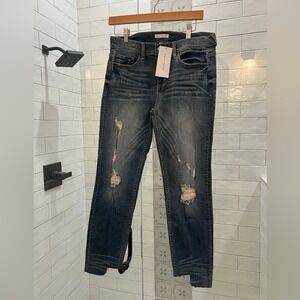 Stevie Hender sexy‎ boyfriend cut distressed blue denim jeans size 9 NWT